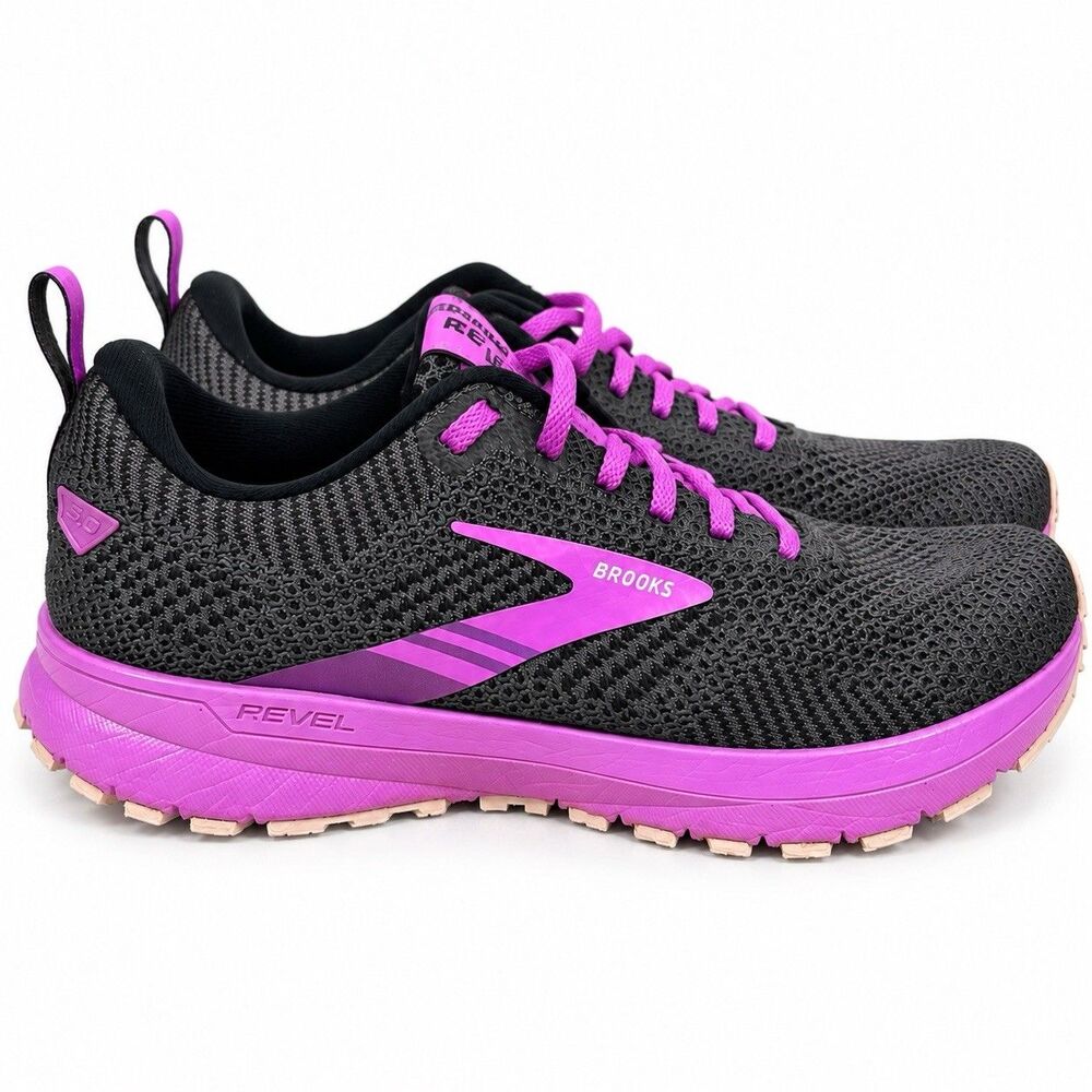 Brooks Revel 5 Womens 7 B Gray Purple Running Shoes Walking Gym Sneakers